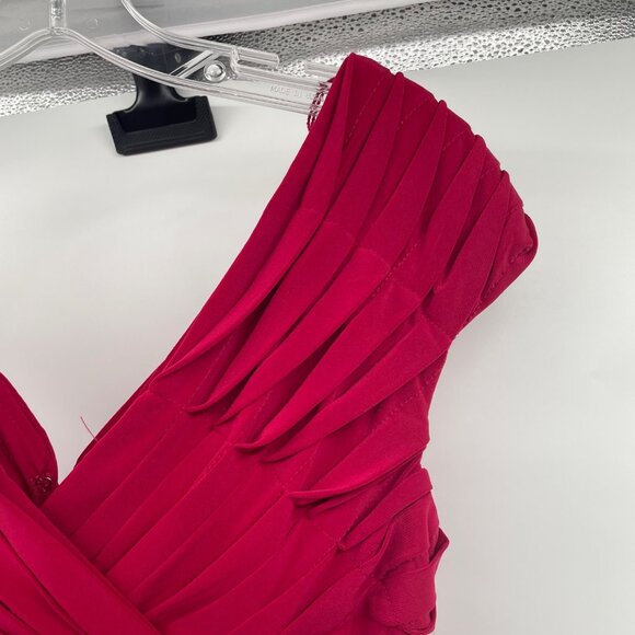 Adriana Papell Womens Textured Sheath Dress V-Neck Cap Sleeve Plum Size 4 New - Picture 4 of 9